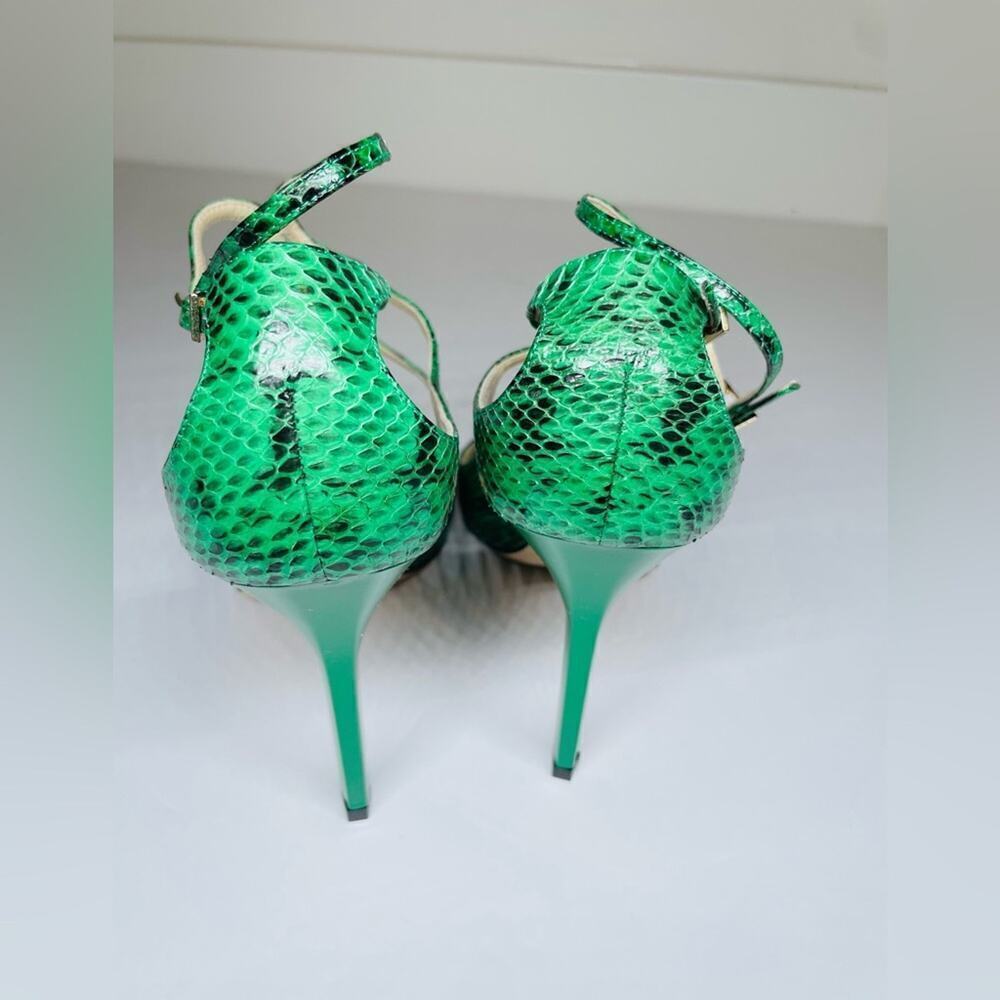 Jimmy Choo Green Snakeskin leather Azia 95 mm Stilettos sandals open toe EU 40.5 - Picture 7 of 10